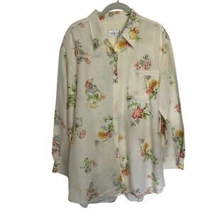 Villager Sport Liz Claiborne XL Cottage core button up blouse rayon cotton